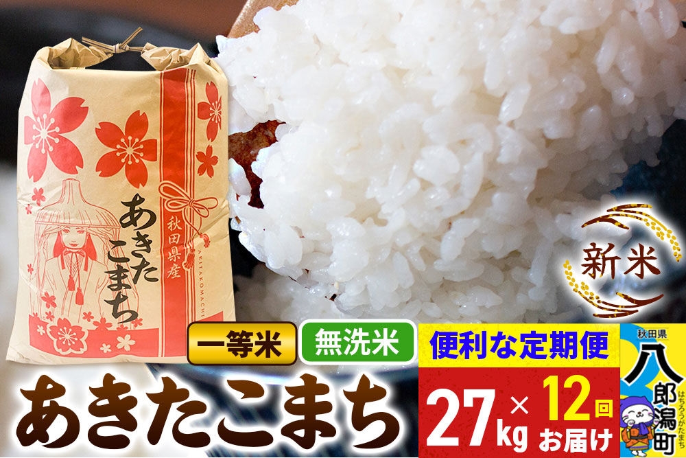 
                  《新米》《定期便12ヶ月》あきたこまち 一等米 27kg【無洗米】 令和8年産 秋田県産 こまちライン [新米 こまちライン あきたこまち ブランド米 お米 白米 精米 無洗米 米どころ 秋田 秋田県産]
                