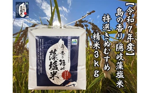 0232 　令和7年産　島の香り隠岐藻塩米特選きぬむすめ　精米３㎏