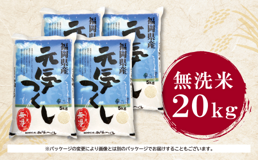 福岡の人気銘柄!!無洗米 福岡県産・元気つくし20kg 無洗米 むせんまい 米 コメ 20kg キャンプ 研がなくていい  5kg×4 TWR 20キロ 箱入り 手間なし カンタン 簡単 福岡 元気つ
