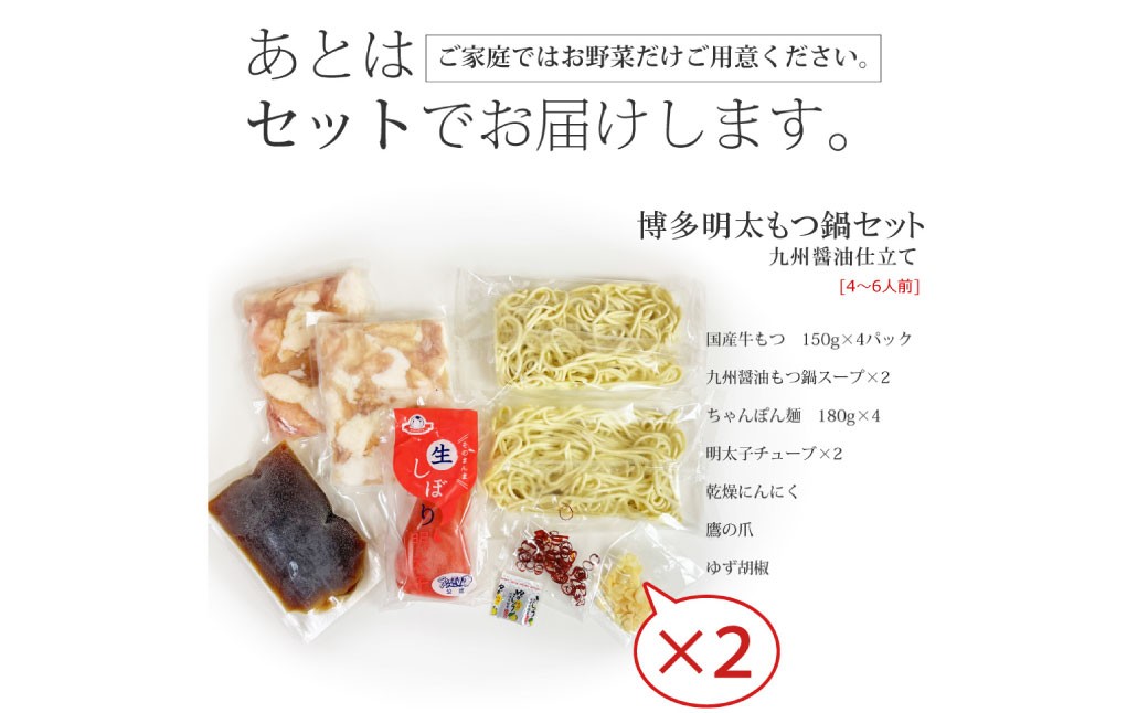 博多明太醤油もつ鍋セット（4～6人前）