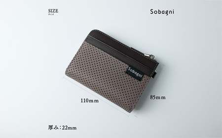 エシカルレザーSobagni コンパクト ウォレット ファッション小物 ミニサイズ 財布 カードポケット 小銭 広めのマチ 水や汚れに強い 傷に強い 高耐久  トープ