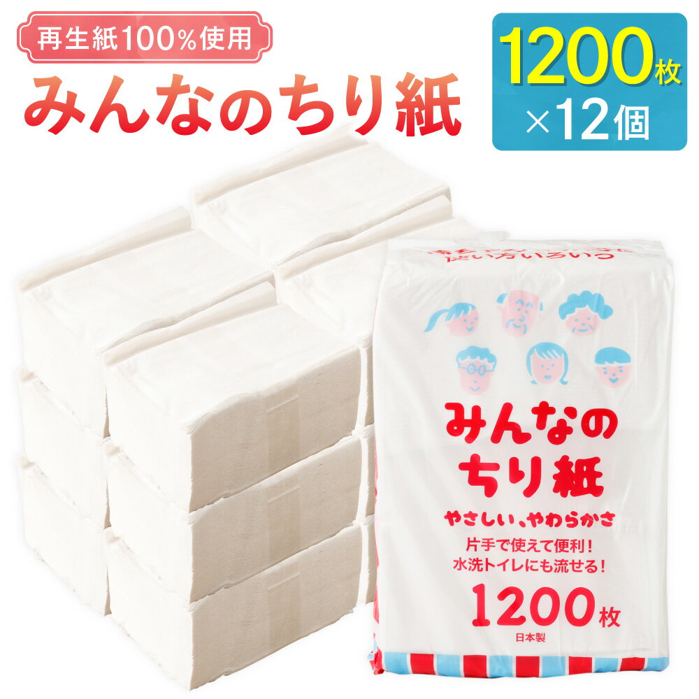 【ふるさと納税】みんなのちり紙 1200枚×12個 ちり紙 ちりがみ 古紙100％ 再生紙 ペット お世話 介護 日常使い 家庭用 業務用 トイレ ティッシュペーパー 日用品 生活用品 生活雑貨 消耗品 防災 愛媛県 送料無料 （1025）