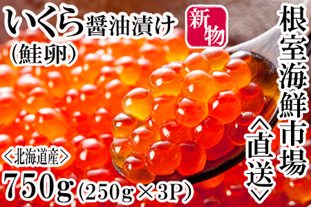 ＜12月8日決済分まで年内配送＞いくら醤油漬け(秋鮭卵)(新物)250g×3P C-14058