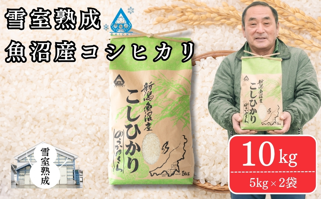 雪室貯蔵 魚沼産コシヒカリ 10kg(5kg×2袋)   精米 令和7年産 | 津南町 有限会社大地 173085-002