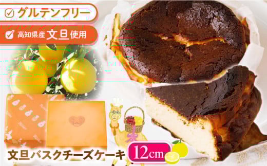 文旦バスクチーズケーキ 絵本作家柴田ケイコさんデザイン キャラクターステッカー3枚付き 直径12cm (1ホール) / 冷凍 チーズケーキ チーズ ケーキ 手作り スイーツ デザート【菓子工房レネー】 [ATDE006]