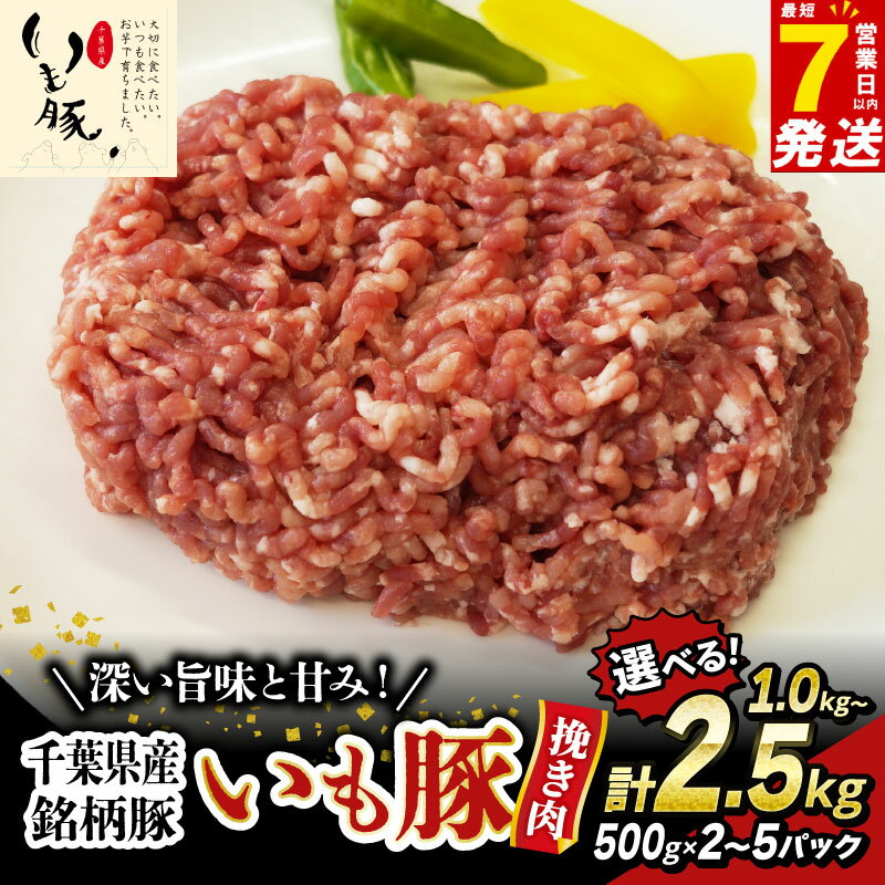 【ふるさと納税】 ＼最短7営業日以内発送／ 豚肉 ミンチ ブランド豚 銘柄 いも豚 1-2.5 kg 挽肉 500g 小分け 冷凍 真空パック 10000円 / 16000円 / 20000円 2万円 国産豚 国産 豚 ひき肉 挽肉 ひきにく 精肉 いもぶた 送料無料 産地直送 千葉県 旭市 旭食肉協同組合
