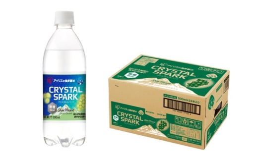 [№5353-0717]炭酸 CRYSTAL SPARK クリスタルスパーク 炭酸水 無糖 シャインマスカット 500ml×24本 飲料 ※配送不可：沖縄、離島