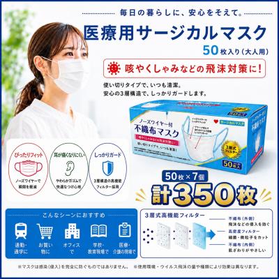 ふるさと納税 名古屋市 不織マスク50枚大人用(サージカルマスク)7個