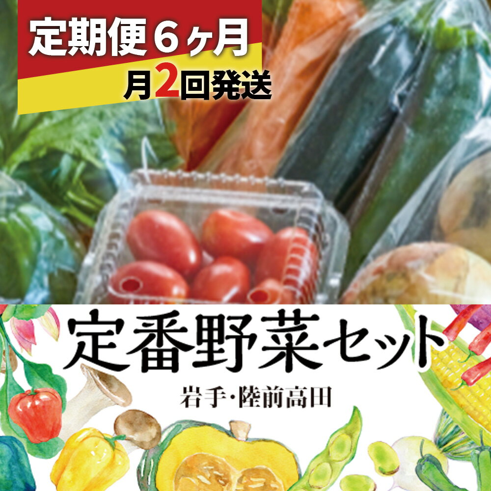 【ふるさと納税】6ヶ月定期便 ( 月2回発送 ) 定番 野菜セット 計12回お届け [ 産地直送 野菜 やさい ベジタブル 詰め合わせ 季節 旬 お試し 冷蔵 こだわり 農家 地産 農業 料理 定期便 岩手 陸前高田 ひころいちファーム ] 大根 白菜 にんじん じゃがいも きゅうり など