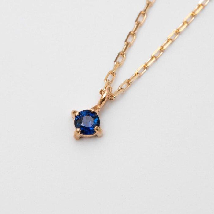 【ふるさと納税】K10イエローゴールド 天然石ネックレス【9月誕生石サファイア】上品な華奢見えサイズ 長さ40cm　K10-05-09