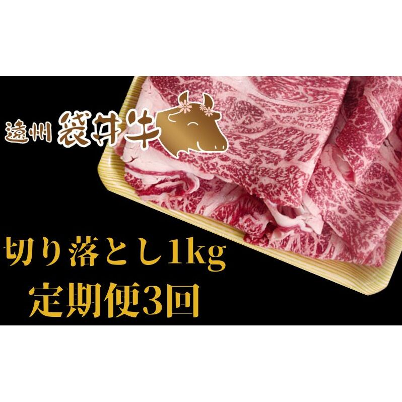 【ふるさと納税】【数量限定】稀少！遠州袋井牛 切り落とし 1kg 【定期便3回】贅沢 ヘルシー 料理 グルメ 肉 カレー シチュー 厳選 人気 袋井市 お肉 牛肉