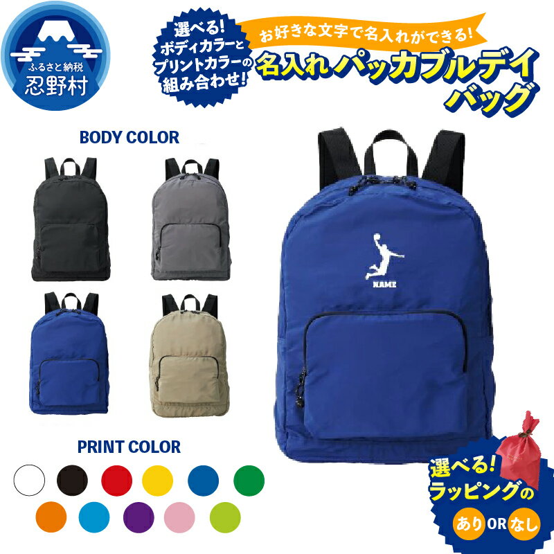【ふるさと納税】パッカブルデイバッグ リュック 鞄 名入れ オリジナル セミオーダー カスタム オーダーメイド エンブレム 折りたたみバッグ コンパクト かばん リュックサック 日常使い プレゼント ラッピング有or無 送料無料 山梨県 忍野村