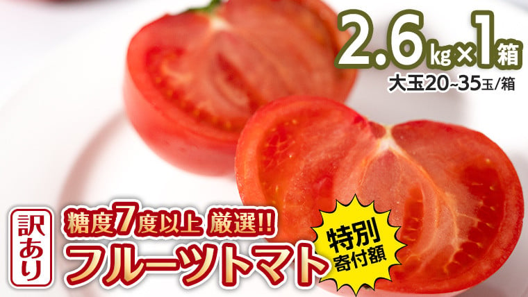 
            【 早期申込み限定 特別寄附額 】 訳あり フルーツトマト 大箱 約2.6kg × 1箱 【大玉 20〜35玉/1箱】 糖度7度 以上 野菜 フルーツ トマト とまと [AF102ci]
          