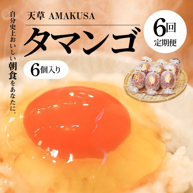 【ふるさと納税】【TVで紹介されました】 定期便 6回 タマンゴ たまご 6個 入り コク 濃厚 濃い オレンジ色 黄身 しっかりした 白身 卵臭さ ない 天草タマンゴ 栄養豊富な飼料 配合 赤鶏卵 鶏卵 生卵 お取り寄せ 熊本県 天草市 送料無料