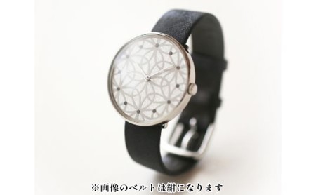 すみだ北斎美術館オリジナル 北斎 新形小紋帳 輪ちがい麻の葉 腕時計ユニセックス シルバー キャメル
