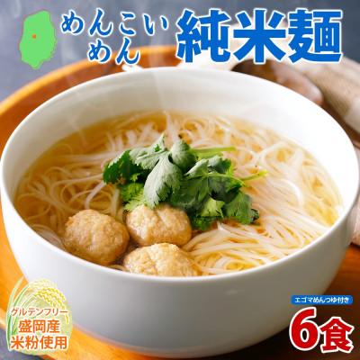 ふるさと納税 盛岡市 めんこいめん 純米麺 6食 米粉 農事組合法人となん 岩手県 盛岡市