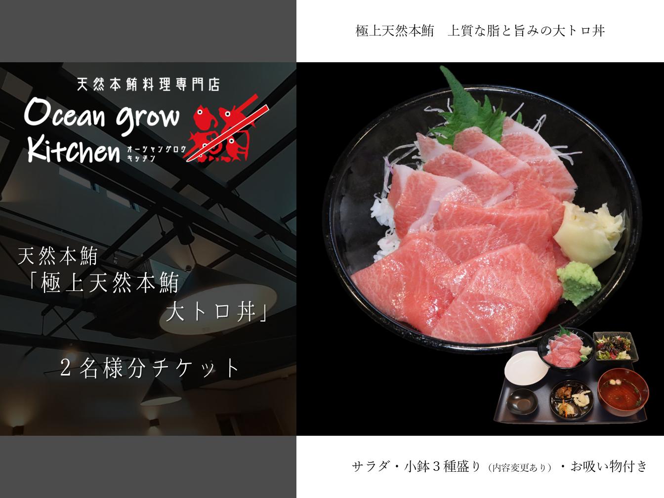 
            B33-010 oceangrow kitchen お食事券（極上天然本鮪大トロ丼）2名様分
          