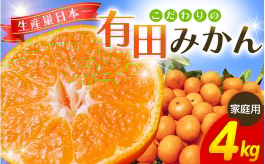 【2025年12月発送予約分】＼光センサー選別／ 【農家直送】【家庭用】こだわりの有田みかん 約4kg＋250g(傷み補償分)  先行予約 有機質肥料100% サイズ混合 【12月発送】※北海道・沖縄・離島配送不可/みかん ミカン 有田みかん 温州みかん 柑橘 有田 和歌山 産地直送【nuk148-12】
