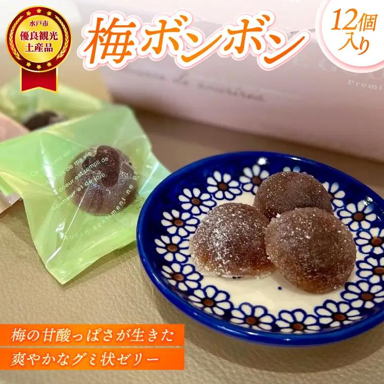 【水戸市優良観光土産品認定商品】梅ボンボン　１箱１２個入（JL-2）