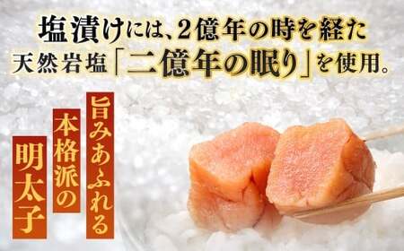 【4カ月定期便】 こだわり抜く頑固親父が「船内処理原卵」を天然岩塩「2億年の眠り」で熟成させた最高品質の辛子明太子 約1kg（約500g×2パック）×4回 計約4kg 辛子明太子 辛子めんたいこ 明太