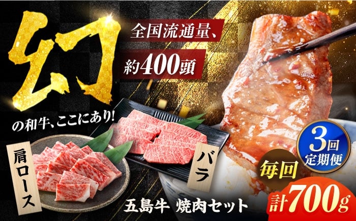 
            【3回定期便】五島牛焼肉700g[PAF005] 焼肉セット 五島牛 国産 牛肉 肉 和牛 食べ比べ 冷凍 肩ロース バラ BBQ バーベキュー 小分け やきにく 人気 おすすめ
          