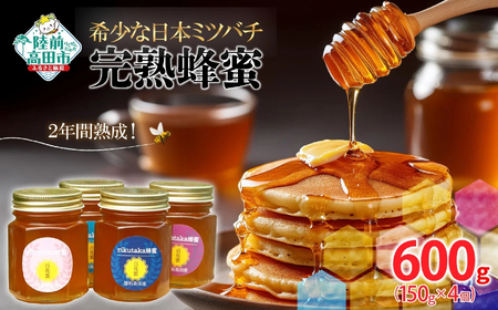 【先行予約】 2年間熟成 希少な日本ミツバチ完熟蜂蜜 150g×4個 はちみつ 蜂蜜