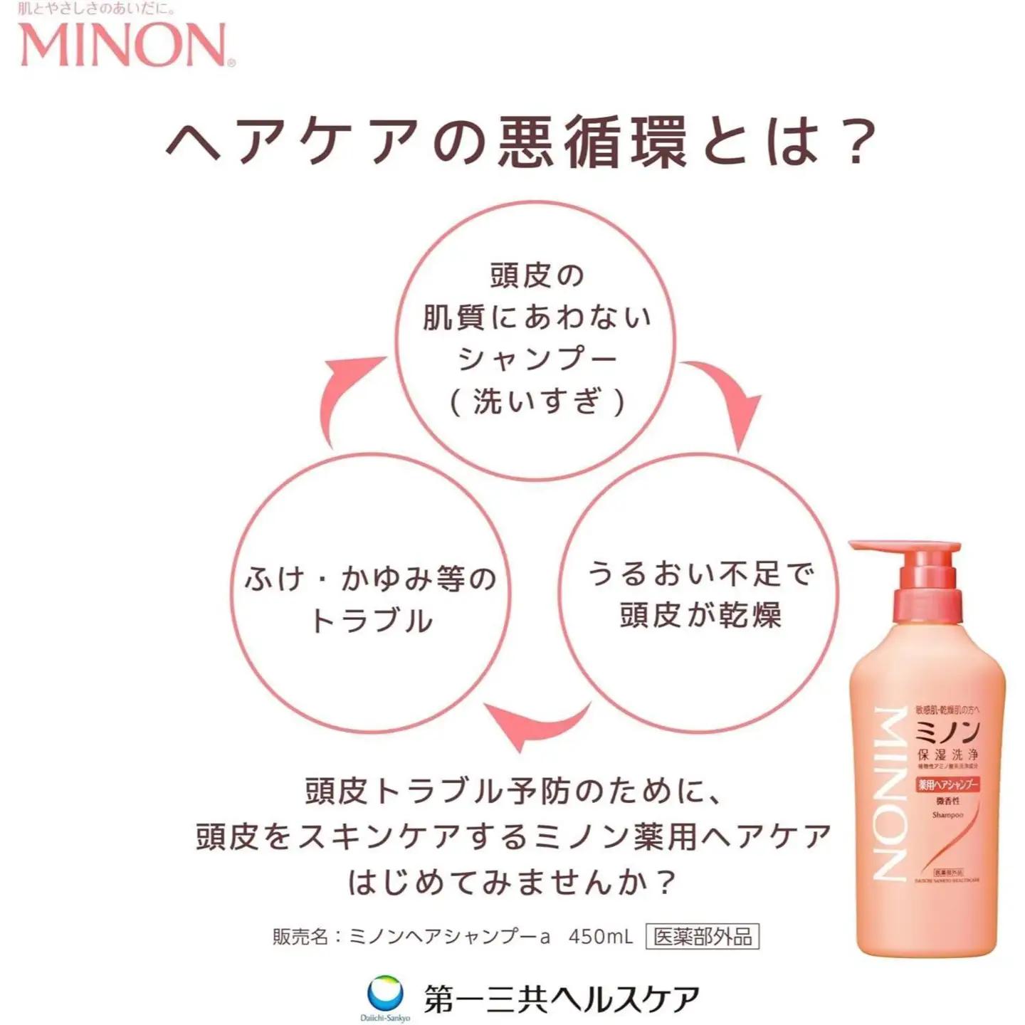 ミノン薬用ヘアシャンプー　詰替用（380ml）6個 / シャンプー 薬用シャンプー 薬用ヘアシャンプー ヘアケア 敏感肌 かゆみ フケ 保湿 弱酸性 低刺激性 薬用処方 日用品 ミノン 第一三共ヘルス