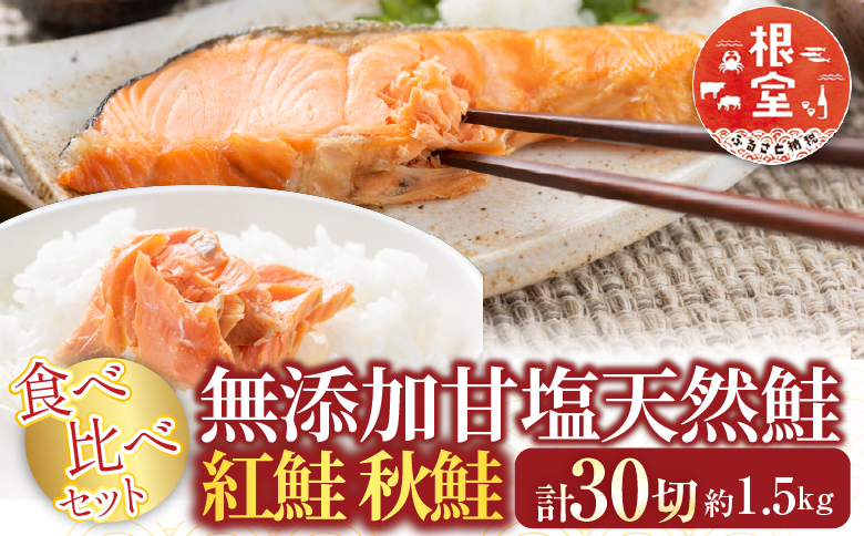 無添加甘塩天然鮭2種セット(計27切、約1.35kg) A-14001