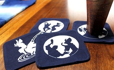 藍染コースター小 4枚　伝統産業　阿波藍　コースター　ギフト　敬老の日　母の日　父の日　藍染