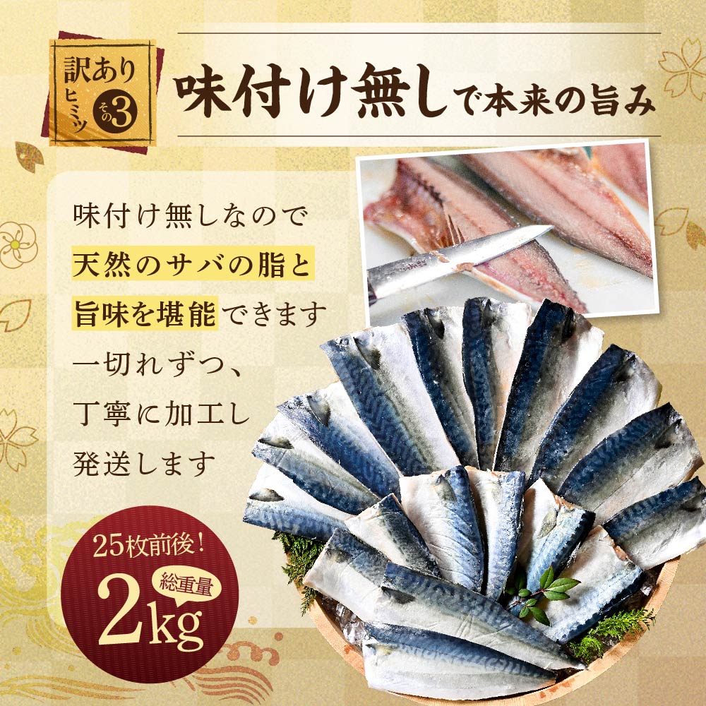 【先行予約】今秋以降発送予定【訳あり】無塩 サバ フィレ 2kg