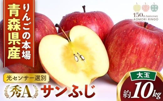 青森県産りんご 光センサー選別サンふじ 秀Ａ品 約10kg（大玉 26～28玉）　りんご 国産 フルーツ 果物 林檎 リンゴ サンふじ 大玉 新鮮 青森県 三戸町 AS-25-011
