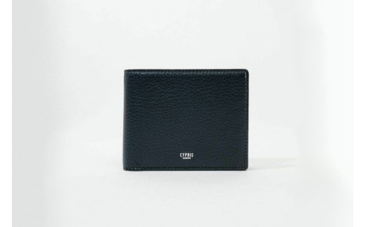 キプリス本革製二つ折り小銭入れ付財布　カラー：ネイビー【革小物 革製品 ソフトシュリンクレザー 牛革 しっとり シーズンレス 職人 財布】