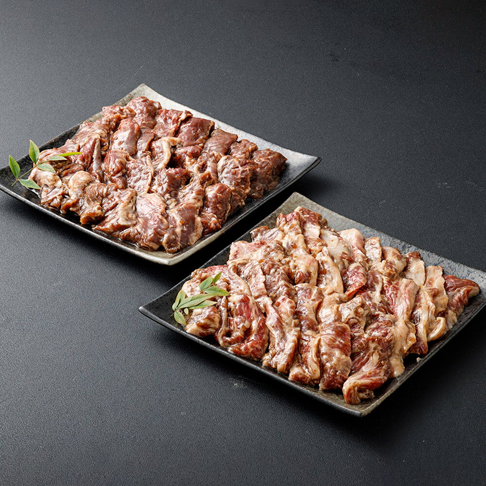 【ふるさと納税】味付け肉セット 牛カルビ 牛ハラミ 自家製だれ 計約1.2kg（約600g×2） 牛肉 お肉 たれ 醬油 しょうゆ 真空パック 焼肉 焼き肉 バーベキュー BBQ 詰め合わせ 冷凍 熊本県 熊本市 送料無料