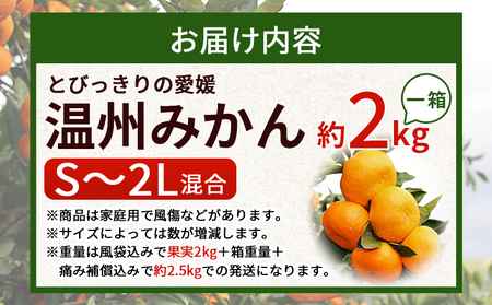 ＜とびっきりの愛媛 温州みかん 約2kg（家庭用大小混合）＞ 訳あり 家庭用 果物 柑橘 フルーツ 蜜柑 うんしゅうみかん ウンシュウミカン 特産品 片山果樹園 食べて応援 西宇和 愛媛県 西予市【常