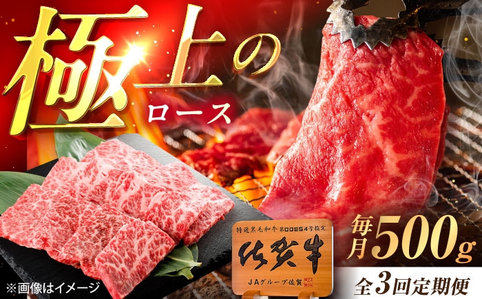 
            【3回定期便】佐賀牛 ロース 焼肉用 500g /MKミート武雄 [UEM055]
          
