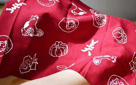 No.085-02 【手ぬぐい：紫／ハンカチ：ライトブルー】実篤手ぬぐいとハンカチセット