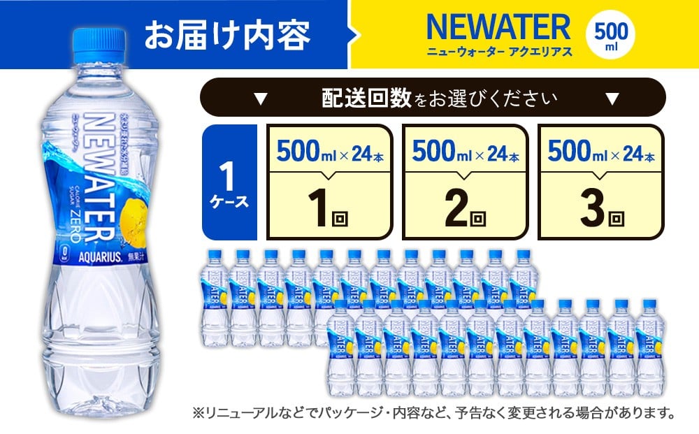 【発送回数 選べる】アクエリアス ニューウォーター 500ml