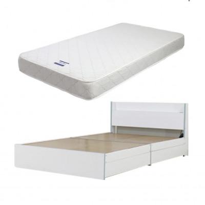 ふるさと納税 知立市 【組立付き】375シングルベッド(ホワイト&amp;ブルー)ボンネルコイルマットレス付(1303)