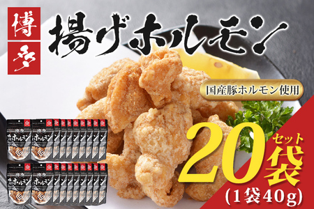 博多揚げホルモン(20袋セット) ホルモン 国産豚 唐揚げ おつまみ 送料無料