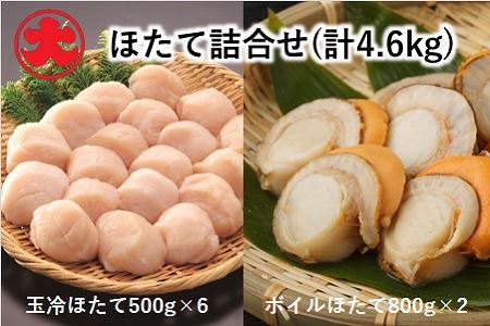 【年内配送可】【北海道根室産】玉冷ほたて500g×6P、ボイルほたて800g×2P(計4.6kg) D-01044