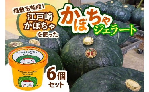 江戸崎かぼちゃを使った「かぼちゃジェラート」6個セット｜稲敷市特産 特産 江戸崎かぼちゃ ジェラート かぼちゃスイーツ 濃厚アイス かぼちゃ ひんやりデザート ギフト [1663]