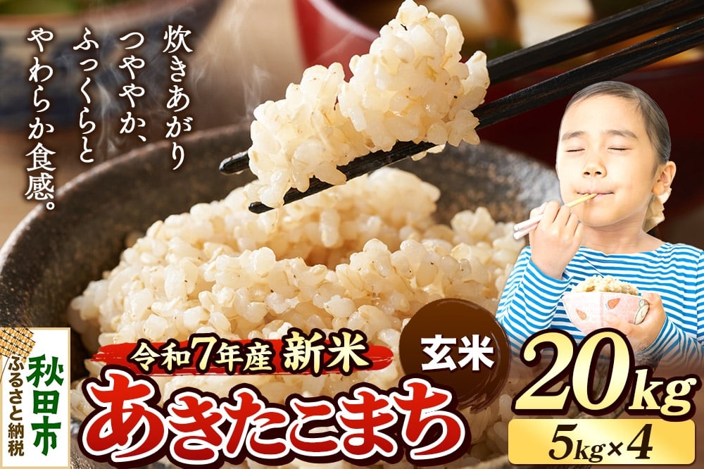 
            《令和7年産 新米先行受付》 米 あきたこまち 20kg（5kg×4袋） 【玄米】 秋田県産
          