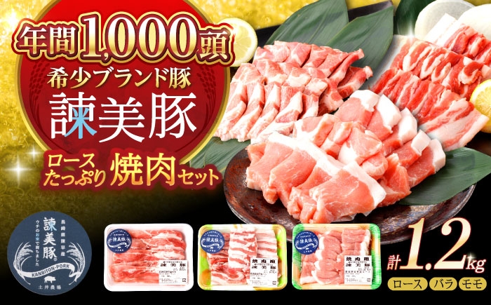 
                  諫美豚焼肉セット計1.2kg / 豚肉 ぶたにく ロース バラ モモ 焼肉 小分け / 諫早市 / 株式会社土井農場 [AHAD057]
                