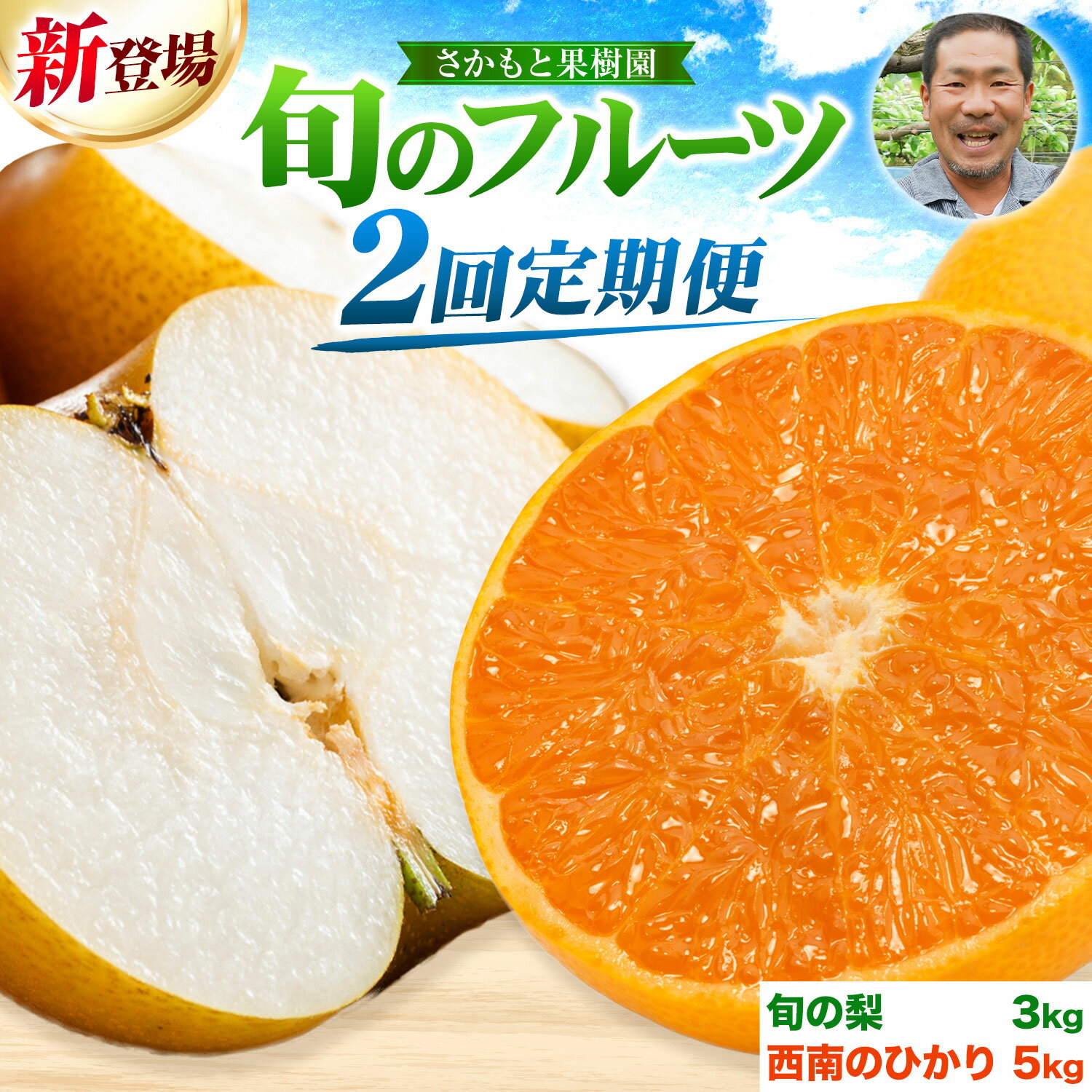 【ふるさと納税】フルーツ 定期便 旬の梨 3kg 西南のひかり 5kg 2回定期便 さかもと果樹園《梨：8月中旬-10月上旬頃出荷 みかん：12月中旬-12月末頃出荷》熊本県 玉東町 梨 みかん 柑橘 果物 旬 秋 冬 先行予約 産地直送 デザート 秋冬 詰め合わせ