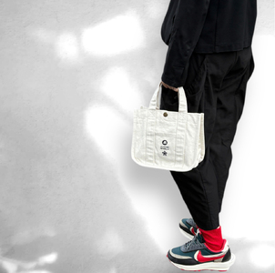 【アイボリー】水筒が倒れない仕切り帆布ミニトートバッグ  静岡県 牧之原市 REVOLLA