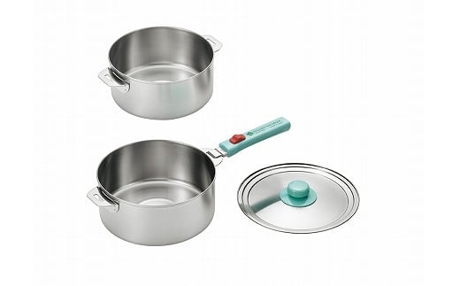 EJQ-1000 燕熟の技 ステンレス鍋18cm & 20cm・着脱ハンドル･兼用蓋付き FC018091