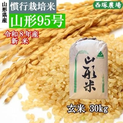 ふるさと納税 最上町 新米　令和8年産 慣行栽培米 山形95号　玄米 30kg　山形県産　西塚農場