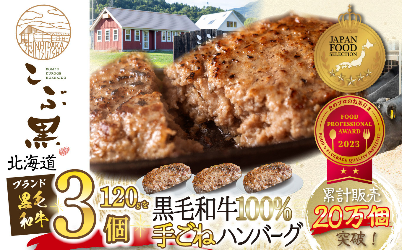 
            北海道産 黒毛和牛 こぶ黒  ハンバーグ  3個  黒毛和牛 和牛 牛肉 ハンバーグ 挽肉 
          