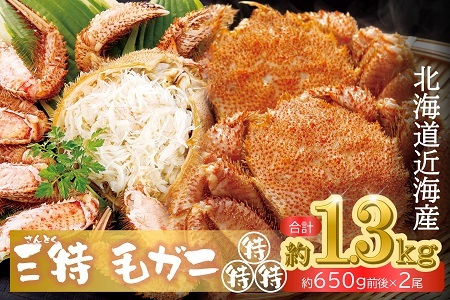 【3月下旬より発送】厳選三特毛ガニ　650g×2杯【配送不可地域：離島】【1081972】