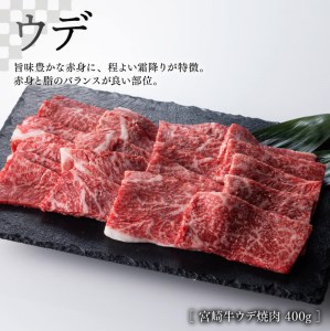 【期間限定】宮崎牛 ウデ 焼肉 400g (宮崎県産 和牛 こま切れ200g付) 計600g【牛 肉 牛肉 牛 国産 黒毛和牛 牛 肉質等級4等級以上の牛肉 牛】